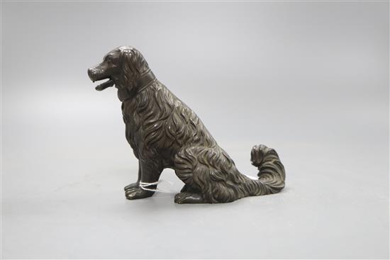 A Victorian bronze dog with spring loaded hinged jaw, H.10.5cm